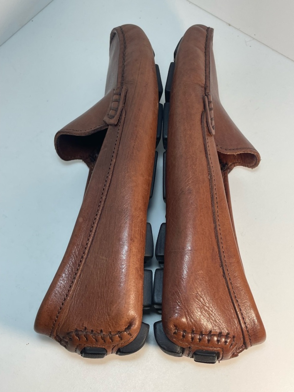 Saks Fifth Avenue Cognac Brown Leather Loafers Womens Size 8B VGUC - Picture 11 of 14